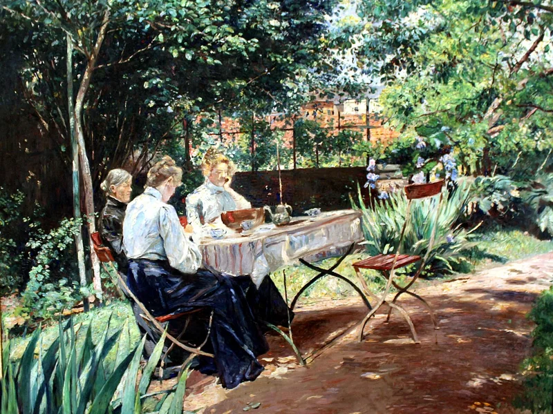 1842-Theodor Hagen - La famiglia dell'artista in giardino